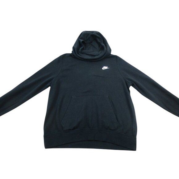 Nike Sportswear Hoodie Mens Large Black Fleece Lined Swoosh Long Sleeve Pullover - Picture 1 of 10
